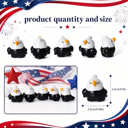 30 Pcs Mini Resin Bald Eagle Figurines for Miniature Garden Decor