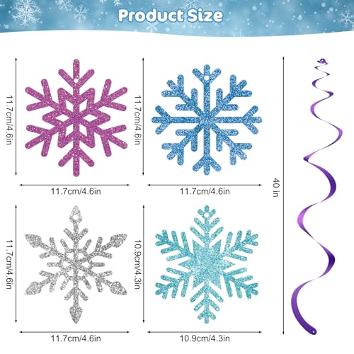 Frozen Snowflake Hanging Decorations Set - Winter Party Streamers & Ornaments