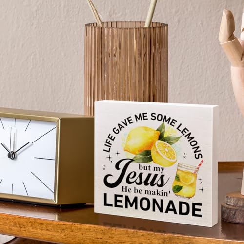 Jesus Lemonade Wood Box Sign, 5x5 Rustic Christian Kitchen Decor