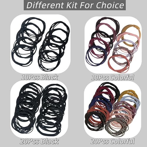 Richintol Stretchy Soft Hair Ties 10Pcs - No Damage Colorful Elastic Hair Bands for Thick and Thin Hair