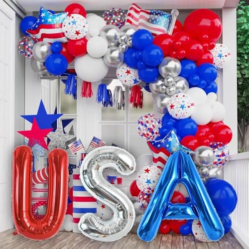 American Flag Star Foil Balloons - July 4th Independence Day Decor