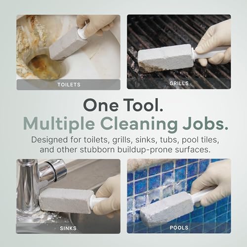 Toilet Bowl Pumice Stone with Handle - 3 Pack for Hard Water, Lime & Rust Removal