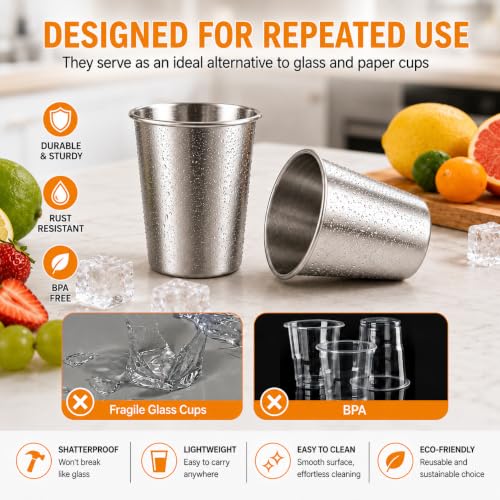 HAMIZHONGTAI 10oz Stainless Steel Cups - 5 Pack Reusable Metal Tumblers