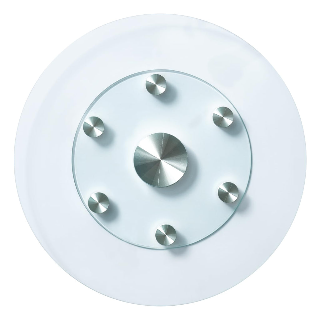 VEVOR 24 in Glass Lazy Susan Turntable, Tempered Glass Dining Table Centerpiece with 6 Rotating Wheels, 360° Smooth and Silent Spin Tabletop Rotating Tray, for Family Gatherings, Banquets & Weddings