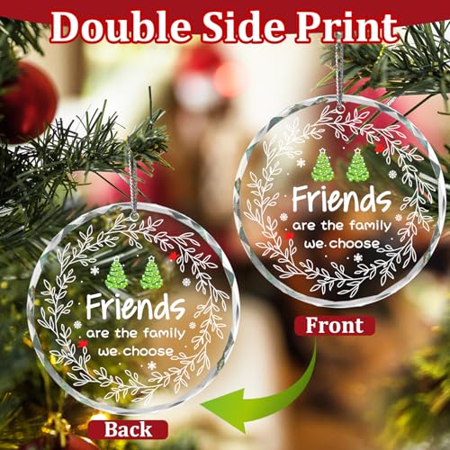 Friends Christmas Ornament Gift for Friendship - Glass Holiday Decoration with Double Side Print - 3.14 Inch - Friends Variation