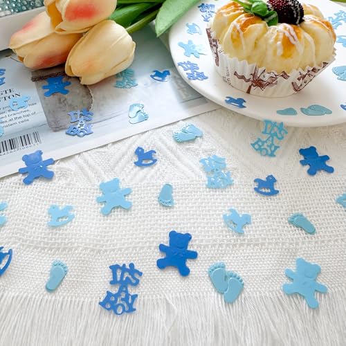 Blue Baby Shower Confetti - Boy Gender Reveal Decorations, 1000 Pieces