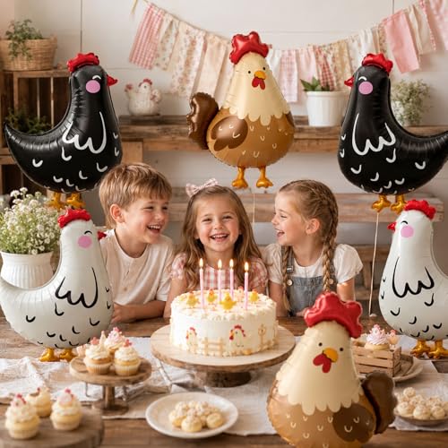 6PCS Farm Animal Balloons - Chicken Party Decorations Set