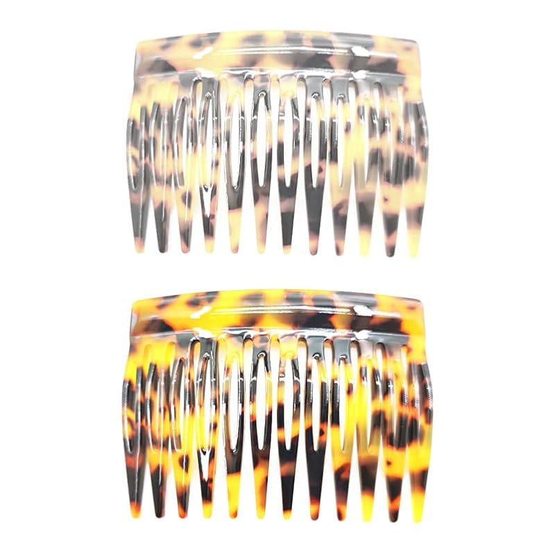 FRCOLOR Acetate Hair Combs 2 Pack - Retro French Side Combs Leopard Print