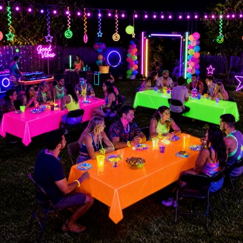 Glow in the Dark Neon Table Cloths, 3 Pack - Party Supplies