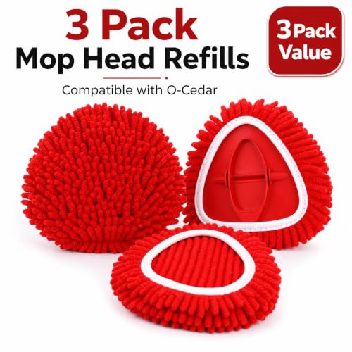 O-Cedar EasyWring Mop Replacement Heads - 3 Pack Chenille Microfiber