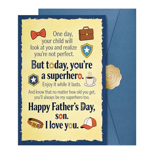 Funny Father's Day Card for Son | Humorous Greeting Card with Envelope