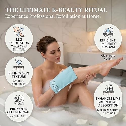 Olivia Tree Exfoliating Mitts - 6 Pack Korean Spa Body Scrubbers