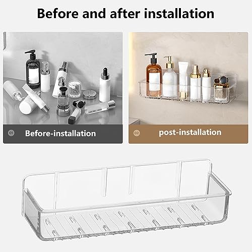 Pilarmuture Transparent Acrylic Shower Caddy - Wall Mounted Floating Shelf