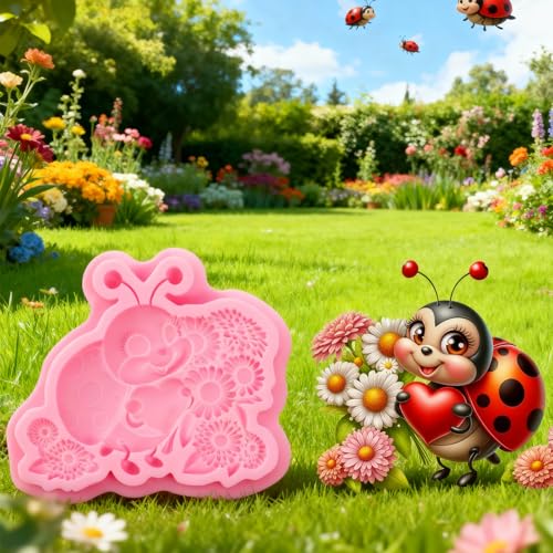 Beetle Sunflower Silicone Mold for Fondant Cake Decorating and Chocolate