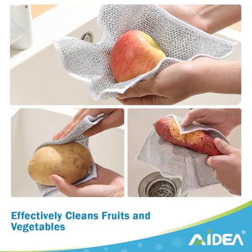 AIDEA Non-Scratch Wire Dishcloths - 24 Pack, Silver 7" x 8" Reusable Rags