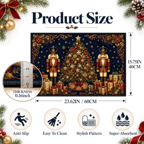 Christmas Nutcracker Faux Cashmere Non-Slip Rug - Multi Color 1'4" x 2' Entryway Mat
