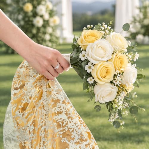 Gold 9FT Sequin Glitter Metallic Foil Table Runner - Veridra