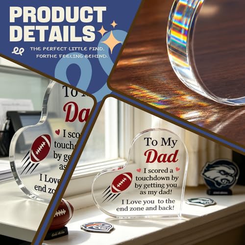 Heart-Shaped Acrylic Football Plaque - Unique Dad Gift