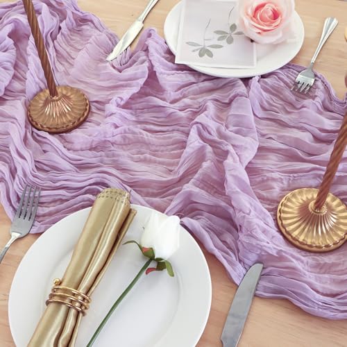 Lilac Purple Cheesecloth Table Runner 120 Inch Boho Wedding Decor - 8 Pack
