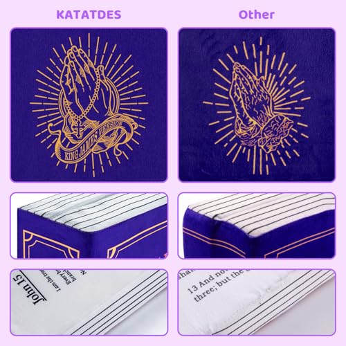 Katatdes Bible Pillow with Book Design - Soft Plush Decorative Cushion for Home & Gifts (Purple)