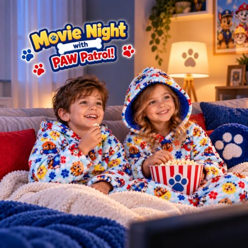 Kids Paw Patrol Blanket Hoodie with Sherpa Hood - Toddler Wearable Blanket, Blue, 2-6 Years