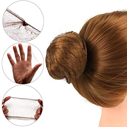Biendo 30Pcs Invisible Hair Nets Elastic Edge Mesh Brown Bun Holders