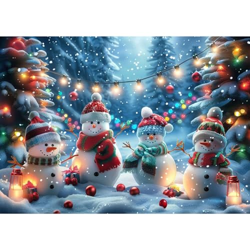 Winter Snowman Diamond Art Kit - 5D Full Drill DIY Painting for Adults and Kids