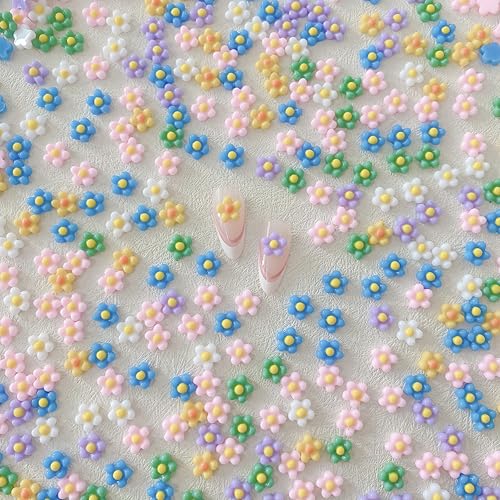 300Pcs Colorful Flower Nail Charms 3D Resin Floral Rhinestones for DIY Nail Art