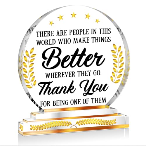 Acrylic Thank You Desk Plaque - Appreciation Gift for Coworkers, Clear C