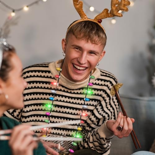 Traplace Christmas Necklace with 3 Glow Modes - Festive Xmas Lights Decoration for Parties