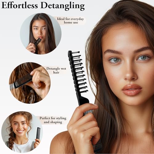 Zoolinn 3PCS Foldable Travel Hair Brush Set - Anti-Static Dual-Headed Compact Comb