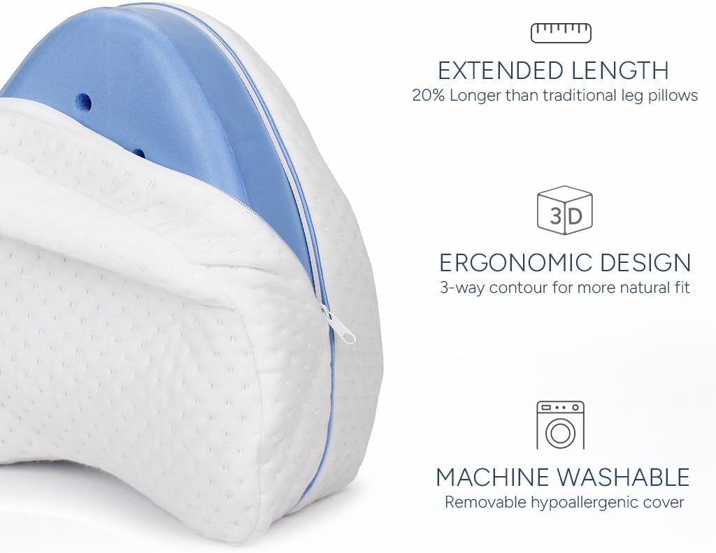Contour Legacy - Leg & Knee Foam Support Pillow for Side Sleepers | Soothing Relief for Back, Hips, & Joints