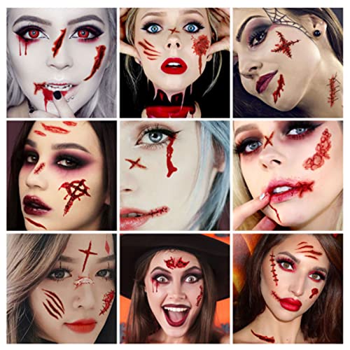 TOPORTY Halloween Temporary Scar Tattoos - 20 Sheets 3D Bloody Wound Stickers