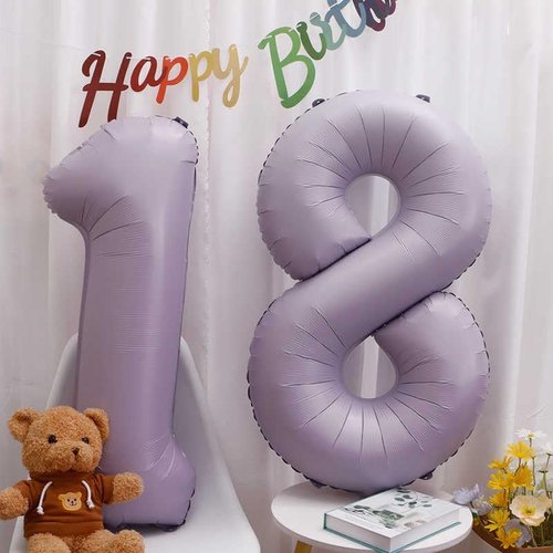 Lilac 8 Balloon - 40 Inch Number Balloon for 8th Birthday Decorations | Lavender Party Supplies