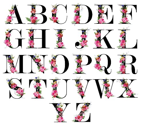 Personalized Floral Letter Tote Bag - Monogrammed Makeup Bag (M)
