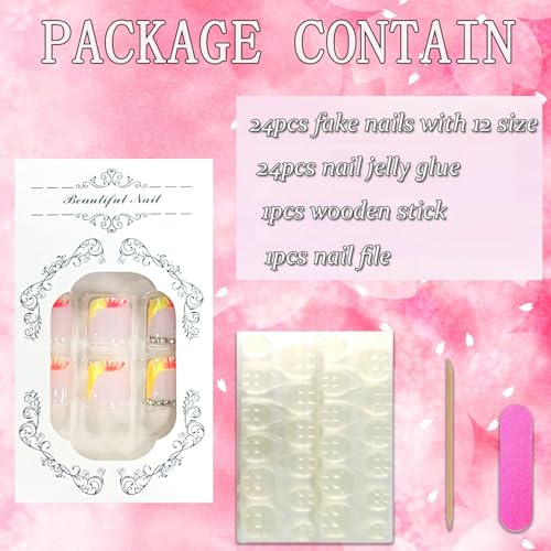 Press on Toenails with Designs and Charms Acrylic False Toe Nails JZ065