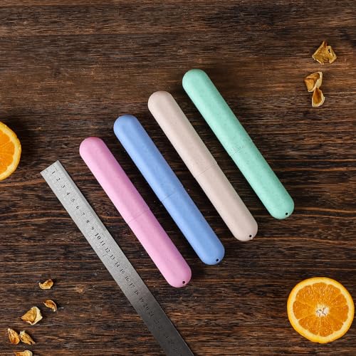 Muslish 4 Pack Wheat Straw Toothbrush Travel Case with Vents