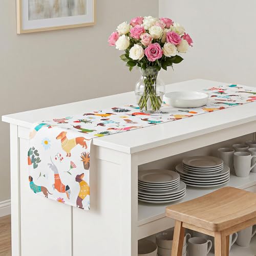 Dog Themed Table Runner for Puppy Birthday Party - 13x72 Inches