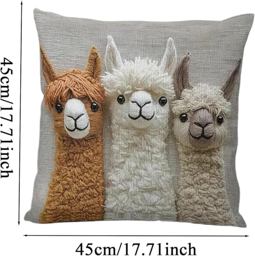 Alpaca & Cattle Themed Throw Pillow Covers - 2 Pack Soft Velvet