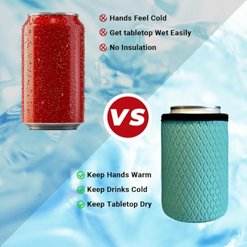 Klyrith 6 Pack 12 oz Insulated Can Cooler Sleeves - Reusable Neoprene Drink Holders