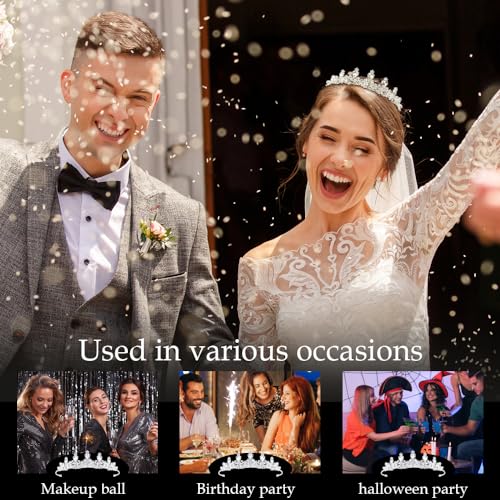 TCOTBE Silver Rhinestone Bridal Tiara & Crystal Princess Headband
