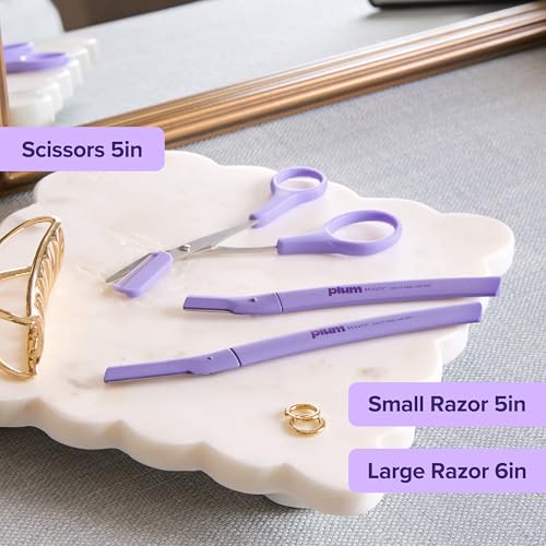 Plum Beauty Eyebrow Shaping Set – 3-Piece Brow Grooming Kit with Razors and Scissors