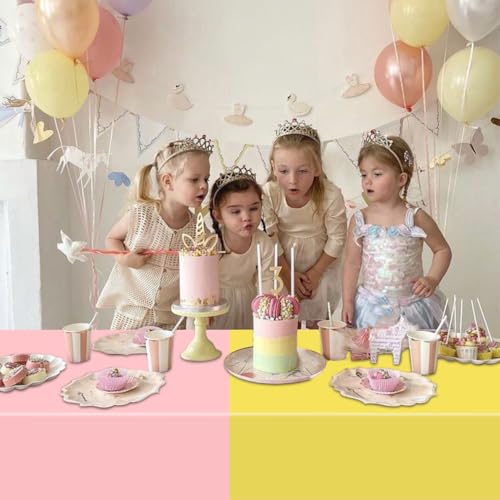 6 Pack Pastel Tablecloths for Rainbow Parties - 87x51"