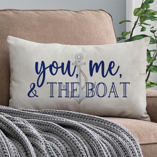 PANDICORN Summer Lake Throw Pillow Cover, 12x20 Inch Coastal Boat Design
