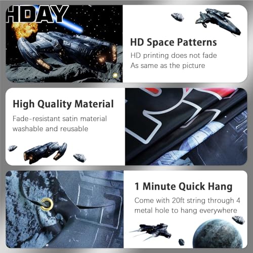 Space Battleship Birthday Backdrop Banner - 3x5ft Galactic Party Decor