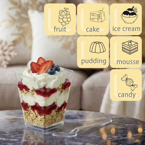 Legredic 30 Pack 5 oz Plastic Dessert Cups with Spoons | Clear Party Serving Cups