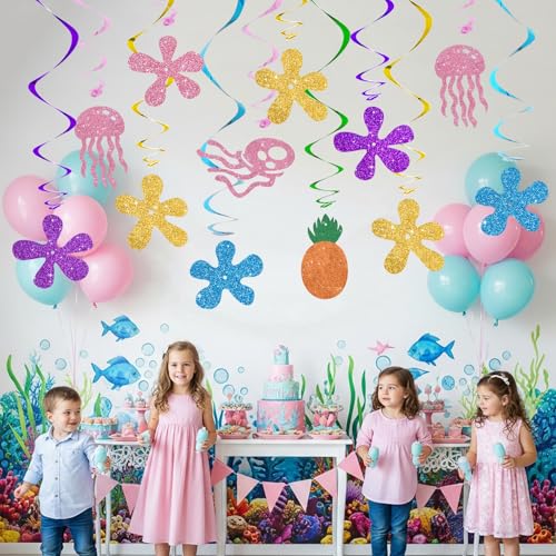 15Pcs Yellow Cartoon Hanging Swirl Decorations for Parties