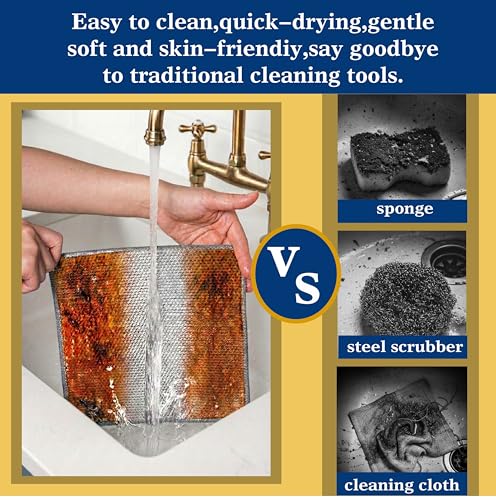 12-Pack Scratch-Free Steel Dishcloths - Reusable & Quick-Dry