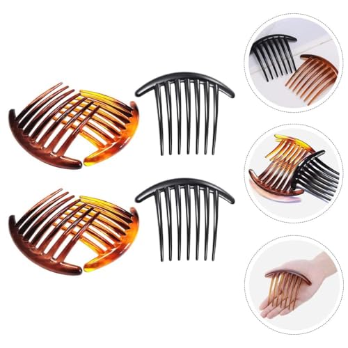 6Pcs 7-Tooth French Twist Combs Plastic Hair Side Clips Black & Brown