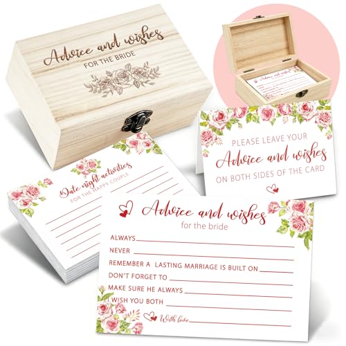 Pink Flower Advice for the Bride Cards - 50 Pcs Wedding Wishes